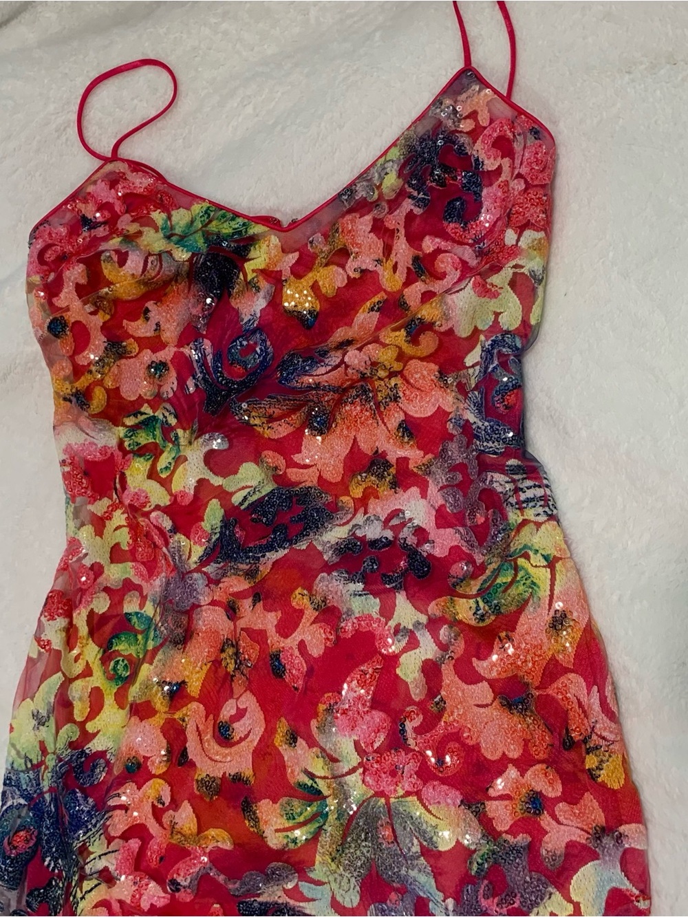 Laundry By Shelli Segal Red Multi-Color Sequin Mini Dress - Picture 2 of 10